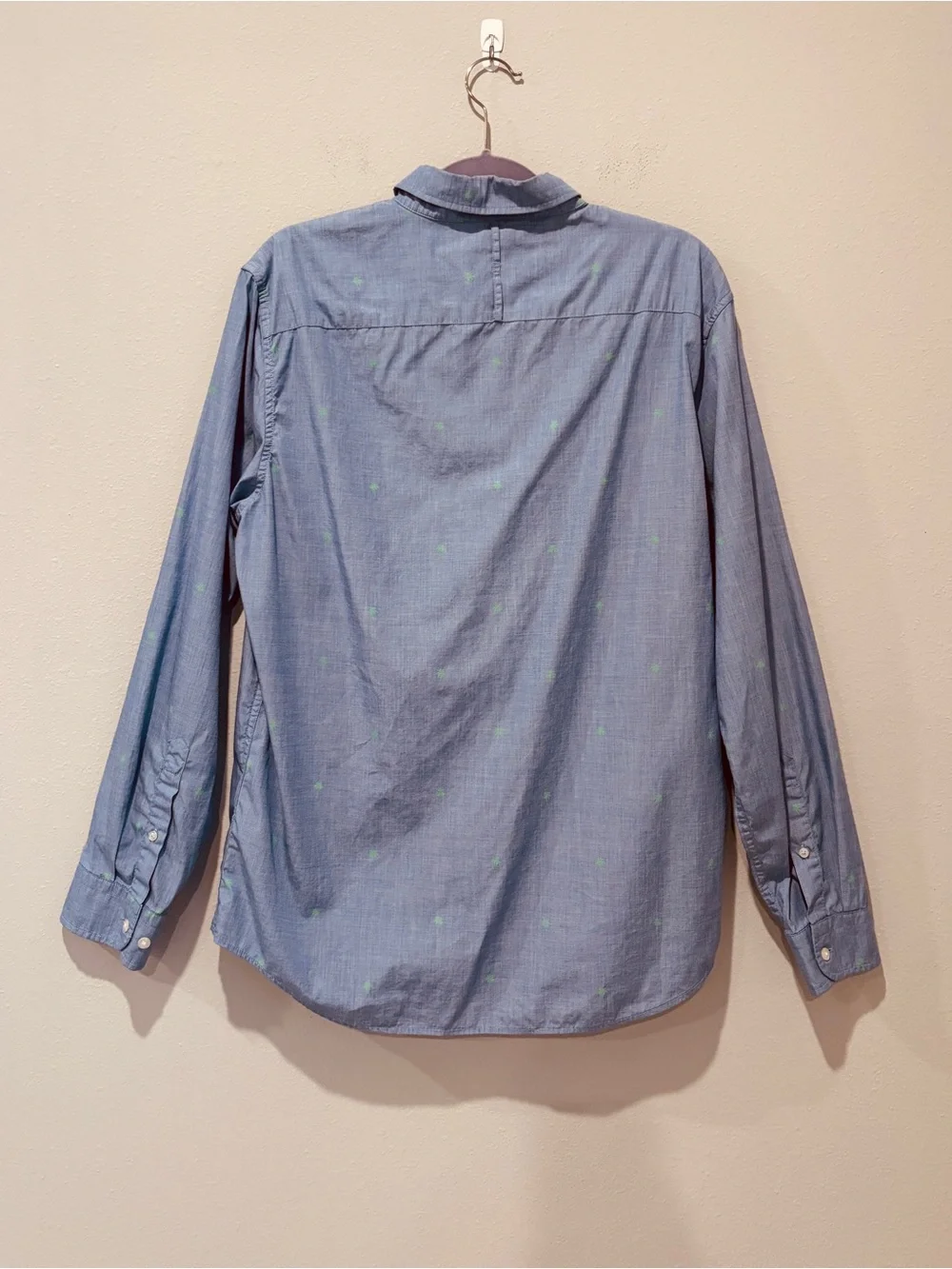 Banana Republic Blue Button Down Shirt Tropical Summer Vacation Luxe Poplin